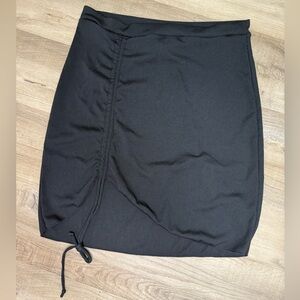 Black beach coverup skirt with cinch